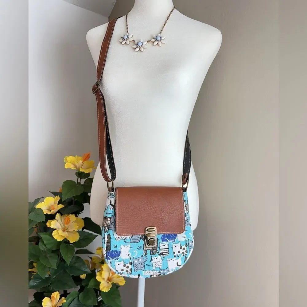New Small Crossbody bag with cat‎ prints